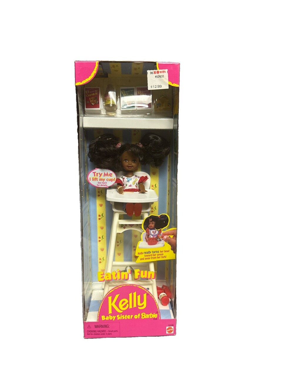 Kelly Baby Sister of Barbie African American Doll Eatin' Fun 1997 Highchair NIB